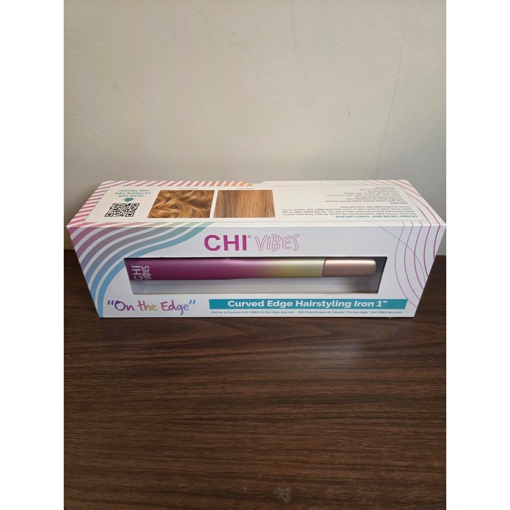 CHI Vibes On The Edge 1" Curved Edge Hairstyling Iron Flat Iron Multicolor